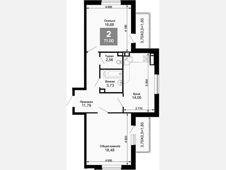 2-комнатная квартира, 67.30 м², 10/15 этаж фото 0