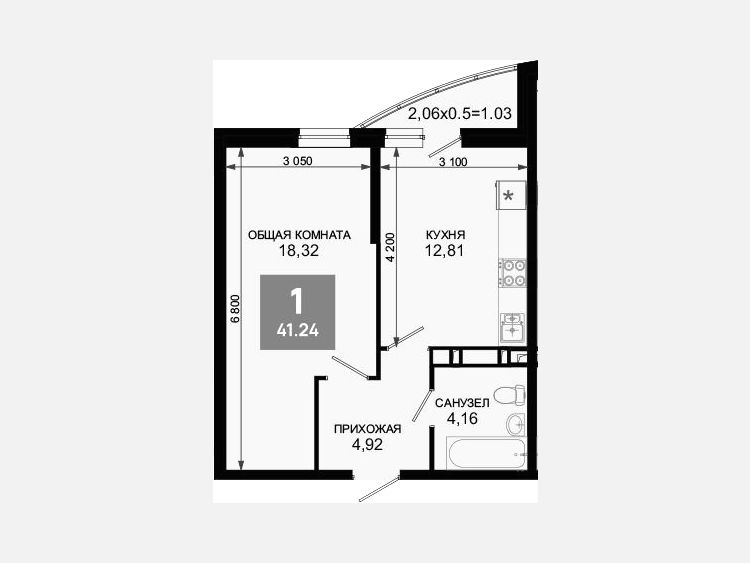1-комнатная квартира, 40.21 м², 10/19 этаж фото 0
