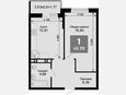 1-комнатная квартира, 43.62 м², 13/15 этаж фото 0